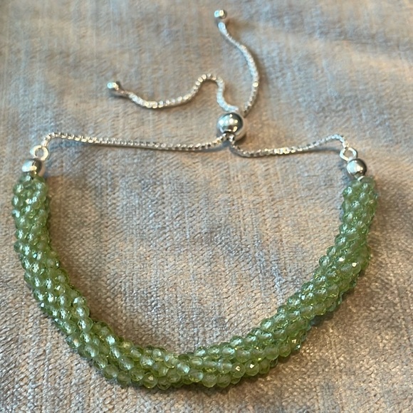 Jewelry - Genuine Green Peridot Sterling Silver 925 Adjustable Bolo Bracelet 5-9.25”